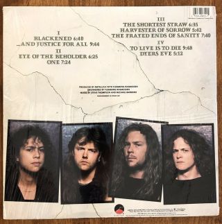 Metallica.  And Justice for All 2x Vinyl Record Elektra 1988 Press NM 3