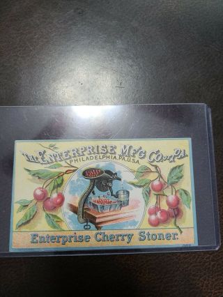 1880s Enterprise Cherry Stoner Advertising Trade Card Philadelphia Pa