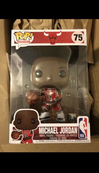Funko Pop Nba 10” Action Figure / Chicago Bulls Red Jersey / Michael Jordan 75