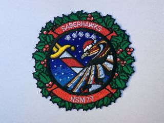 Usn/navy Hsm - 77 " Saberhawks " Christmas Season Special Insignia Patch,  Mh - 60r