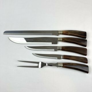 Vtg 5pc Westall Richardson Sheffield England Carving Knife Set Bakelite Handles