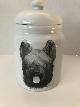 Box Skye Terrier Dog Treat Jar - Porcelain By Rosalinde