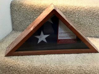 American Flag Oak Display Case For Standard 3 