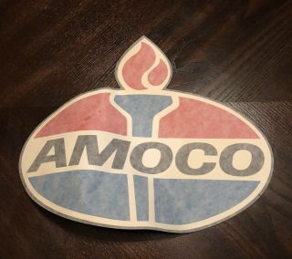 Amoco Oil Gas Sticker Large 12” X 10” (to Top Of Torch) Very Rare