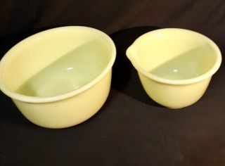 Hamilton Beach Mixing Bowls - Uranium Yellow Custard Glass - Ca 1940s Or Early 30