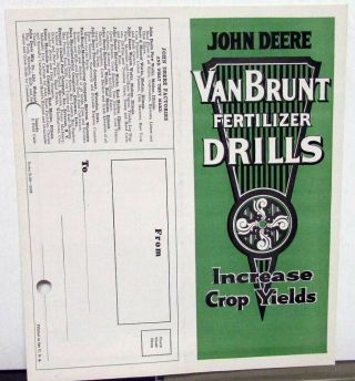 1928 John Deere Dealer Sales Brochure Mailer Van Brunt Fertilizer Drills Orig