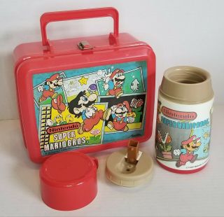 Vintage 1988 Aladdin Nintendo Mario Bros.  Lunch Box W/8oz Red Cup Made Usa