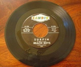 The Beach Boys.  Surfin b/w Luau.  NM - Surf Rock 45.  Candix.  1961 2