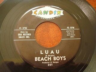 The Beach Boys.  Surfin b/w Luau.  NM - Surf Rock 45.  Candix.  1961 3