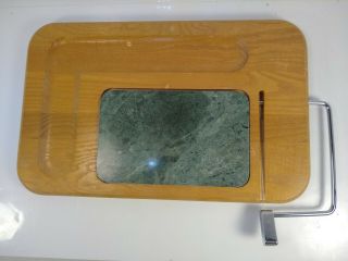 Vintage Cornwall Usa Wood & Marble Cheese Cutting Board W/slicer