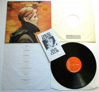 David Bowie - Low Uk 1977 Rca 1st Press Lp 2 Stickers Insert Fan Club Insert