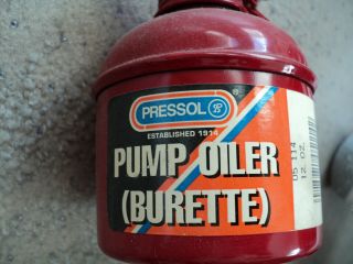 Vintage Pressol Pump Oiler Burette Tank 12 oz 2