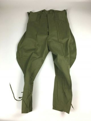 Vintage 1950 Post Ww2 French Military Motorcycle Pants Breeches Green 31 " Waist
