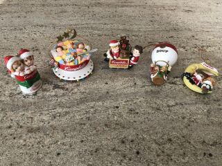 5 Vintage Campbell’s Soup Ornaments 1992,  1993,  1995,  1996 & 100th Anniversary.