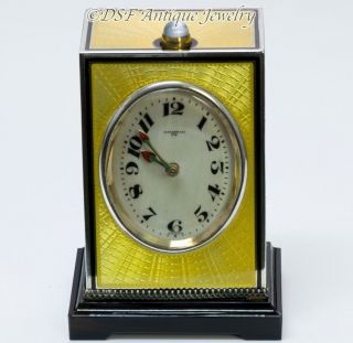 Vintage Tiffany & Co.  Yellow Guilloche Enamel Sterling Silver Repeater Clock