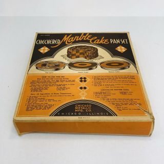 Vintage Chicago Metallic Bake King Checkered Marble Cake 4 Piece Pan Set