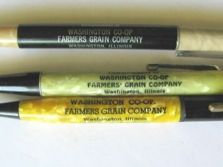 3 Vintage Mechanical Pencils Farm Advertising Washington Co - Op Farmers Grain Co