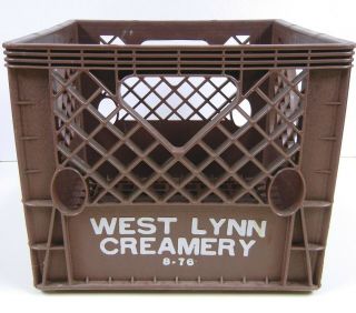 Vtg 1970s West Lynn Creamery Dairy Massachusetts Brown Plastic Milk Bottle Crate