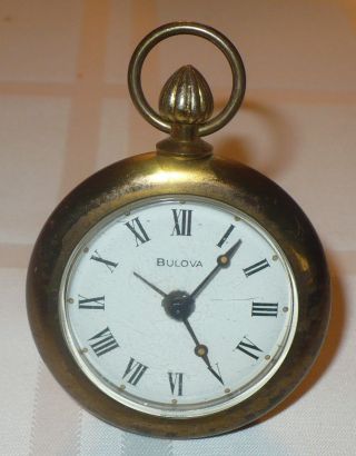 Vintage Bulova Alarm Travel Shelf Mantle Clock Looks Like Pocket Watch Germany