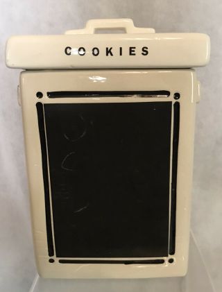 Rare Vintage Msrf Ceramic Chalkboard Cookie Jar Canister