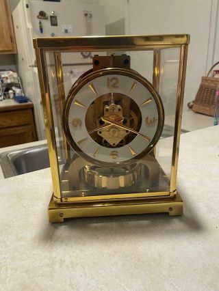 Vtg Lecoultre Atmos Perpetual Motion Clock Brass Mantle Clock 94322