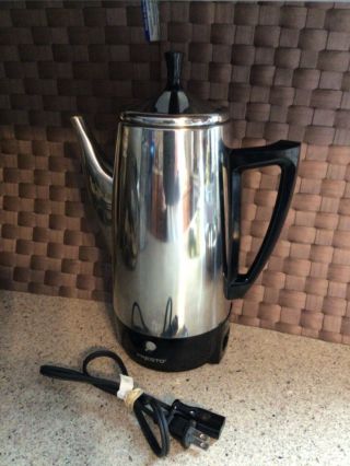 Vintage Presto Electric Percolator Coffee Pot - Model No.  0281105 - 12 Cup