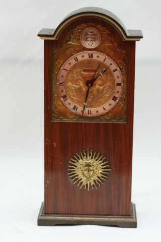 Swiza Miniature Tempus Fugit Brass Clock With Reuge Music Box Alarm