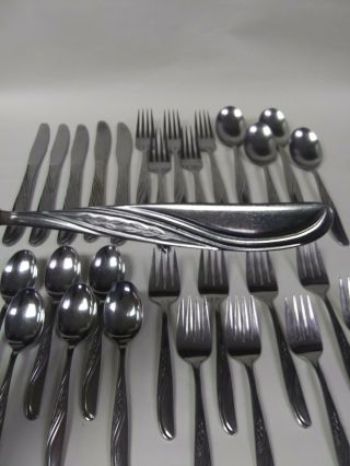 National Silver Co N.  S.  Co.  Vintage Stainless Flatware Set Wheat Swirl Nsc17 29pc