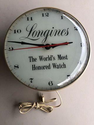 Vintage Longines Advertising Electric Wall Clock Worlds Most Honored Watch