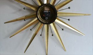 Vintage Seth Thomas Mid Century Modern Sunburst Atomic Wall Clock - Metal MCM 4