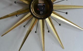 Vintage Seth Thomas Mid Century Modern Sunburst Atomic Wall Clock - Metal MCM 6