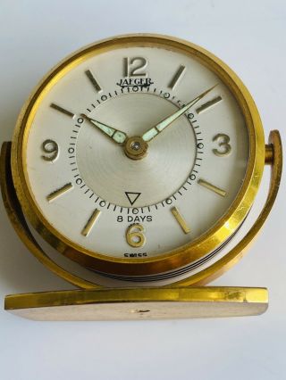 Vintage Jaeger Lecoultre Memovox Travel Alarm Clock 8 Day Swiss Pivoting Base