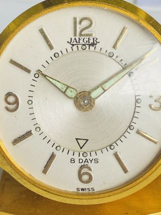 Vintage Jaeger LeCoultre Memovox Travel Alarm Clock 8 Day Swiss Pivoting Base 3