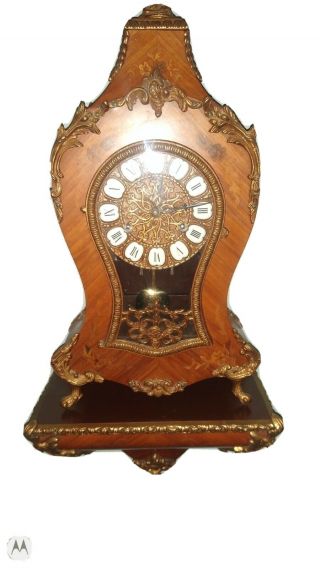 German Fhs Franz Hermle & Sons Pendulum Mantel Clock 151 - 080 W/shelf