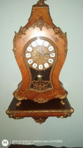 German FHS Franz Hermle & Sons Pendulum Mantel Clock 151 - 080 W/Shelf 2