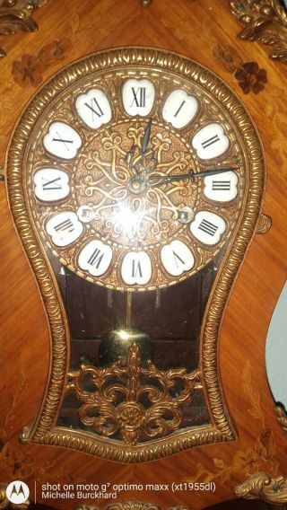 German FHS Franz Hermle & Sons Pendulum Mantel Clock 151 - 080 W/Shelf 5
