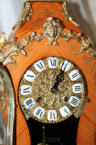 ITALIAN HERMLE CARTEL MANTLE CLOCK - INLAY,  BRONZE ORNAMENTS STALE LOUIS XV BOULLE 6