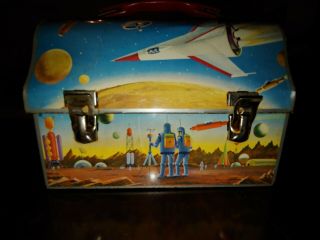 Vintage Metal Dome Lunchbox Astronaut Space Rocket Ship 1960 