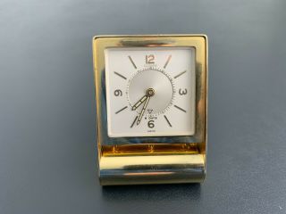 Vintage Lecoultre 8 - Day Folding Travel Desk Alarm Clock In