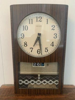 Vintage Seiko Sonola Transistor Wall Clock W/ Pendulum Parts / Repair Only Cool