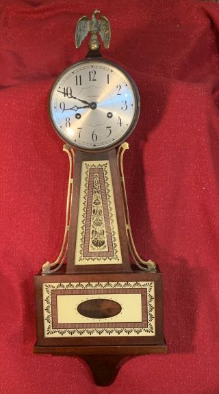 Antique/vintage 8 Day Seth Thomas Brookfield Banjo Clock Chiming Running