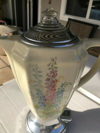 Vintage Royal Rochester Or Porcelier Electric Porcelain Coffee Pot Percolator