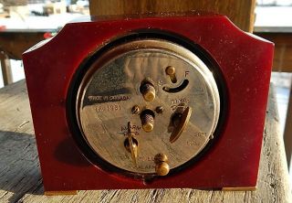 Vtg 1930 ' s Art Deco Seth Thomas Red Bakelite Alarm Clock 3