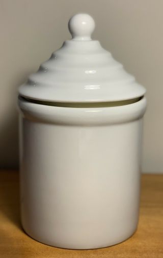 Starbucks White Ceramic Coffee Canister W/airtight Beehive Shaped Lid Light Use