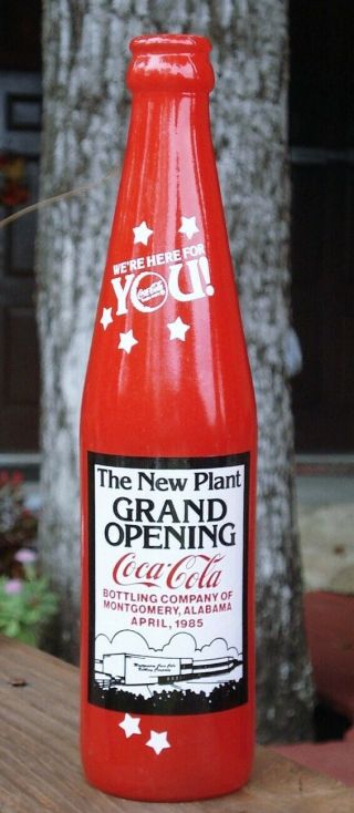 Scarce 1985 Coca Cola Bottle Montgomery Alabama Grand Opening Plant Red