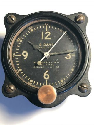 Ww2 Era Usn (us Navy) Chelsea Aircraft 8 Day Clock Part No An - 5726