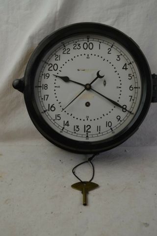 Vintage Chelsea 8 1/2” White Dial Wall Clock Us Government 24 Hour 1963 Mechanic