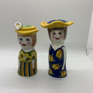 Susan Paley Bella Casa Ganz Lily & Pansy Lady Salt & Pepper Shakers Pre Owned