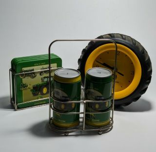 John Deere Collectibles Clock Salt And Pepper Shakers / Containers Table Coaster