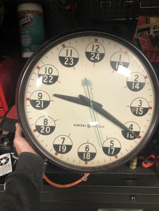 Vintage GE General Electric 12 24 Hour Bakelite Wall Clock 18” Military WOW 5